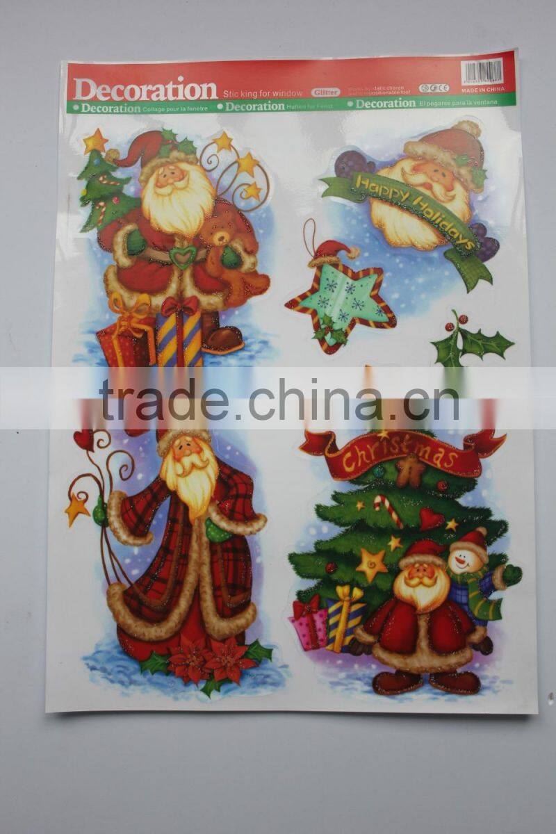 Merry Christmas reusable sticker paper,PVC finish peel off sticker paper,vinyl wall paper sticker