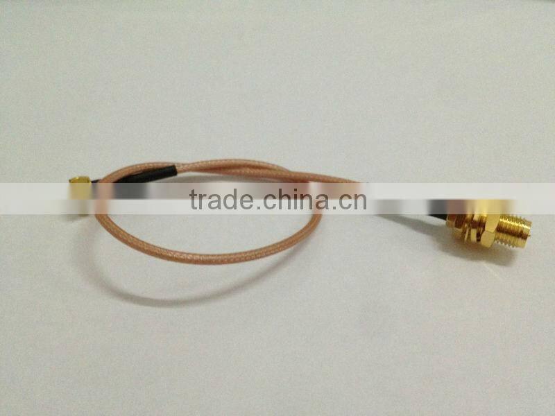 MCX male right angle to SMA female bulkhead with cable rg316, cable assembly, jumper, pigtail
