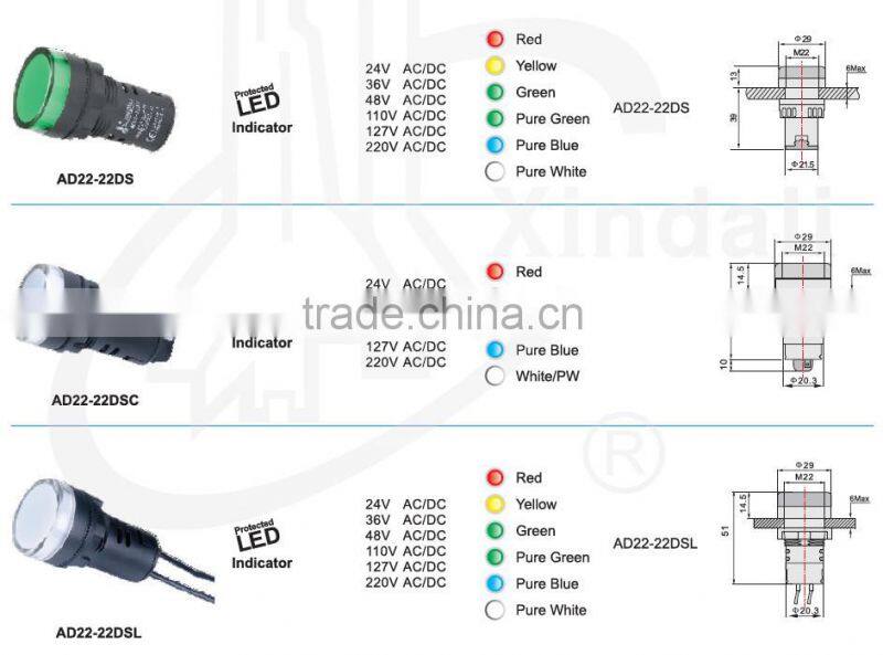 top sale waterproof 16mm led indicator lamp/signal light AD22-22DSC