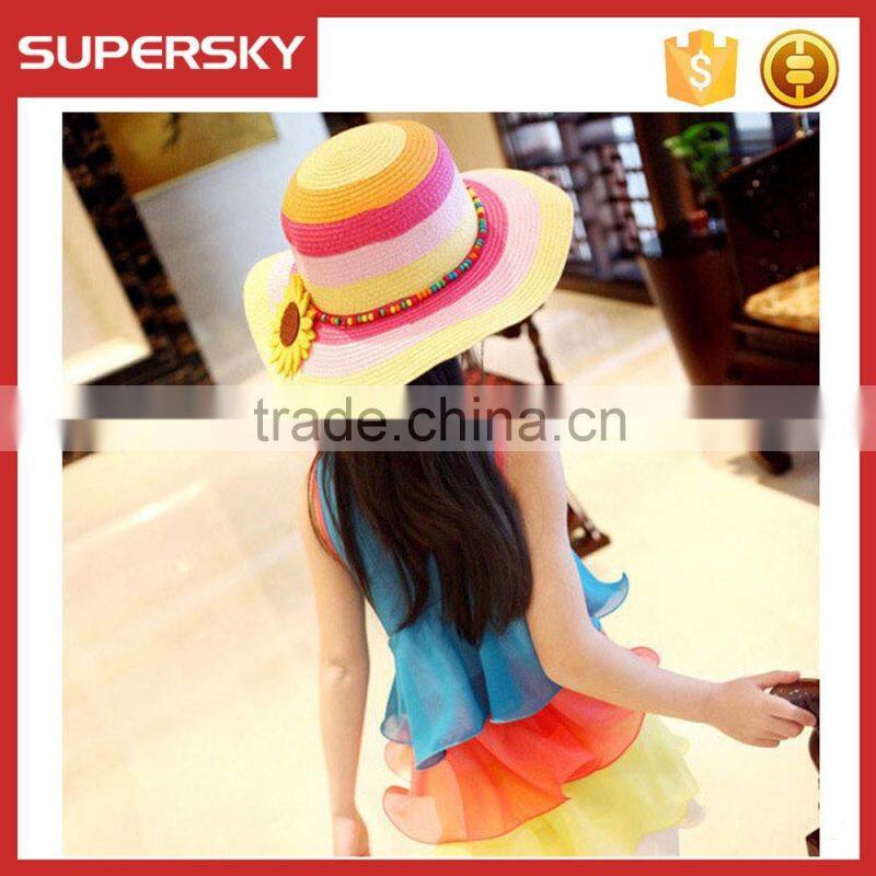 K-114 Flower Women Ladies Floppy Bohemia Straw Hat Wide Large Brim Sun Summer Beach Cap Hat