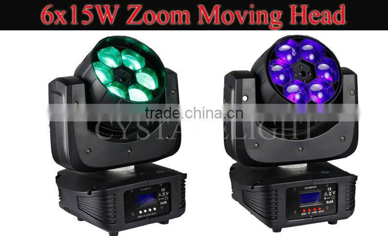 Outstanding 2015 New Shinely 6x 4in1 15w Rgbw Led Zoom Beam Wash Moving Head Professional Stage Light