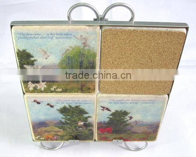 Different imaged white marble coaster