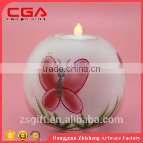 Round glass candle stand,painting glass candle holder for home decorations