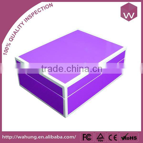 Smooth touch wood jewel safe box with fabric