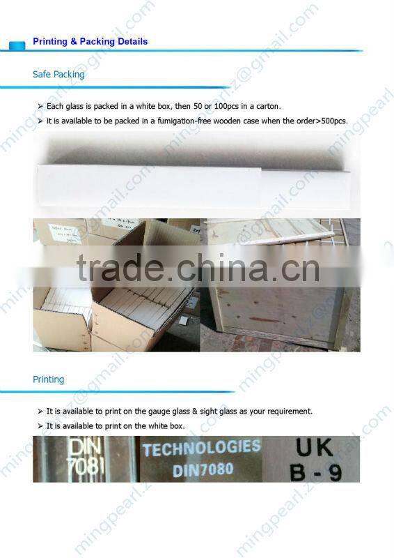 Borosilicate 3.3 plain transparent level gauge glass