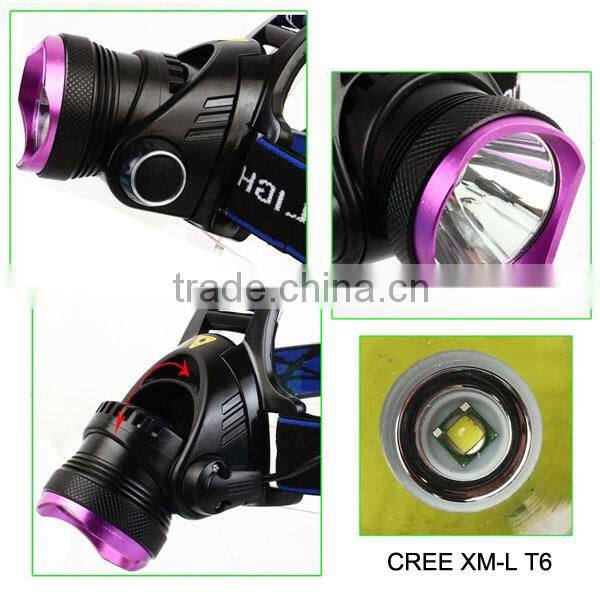 C-REE T6 LED Headlight 18650 battery Rechargeable Zoom hunting camping headlight