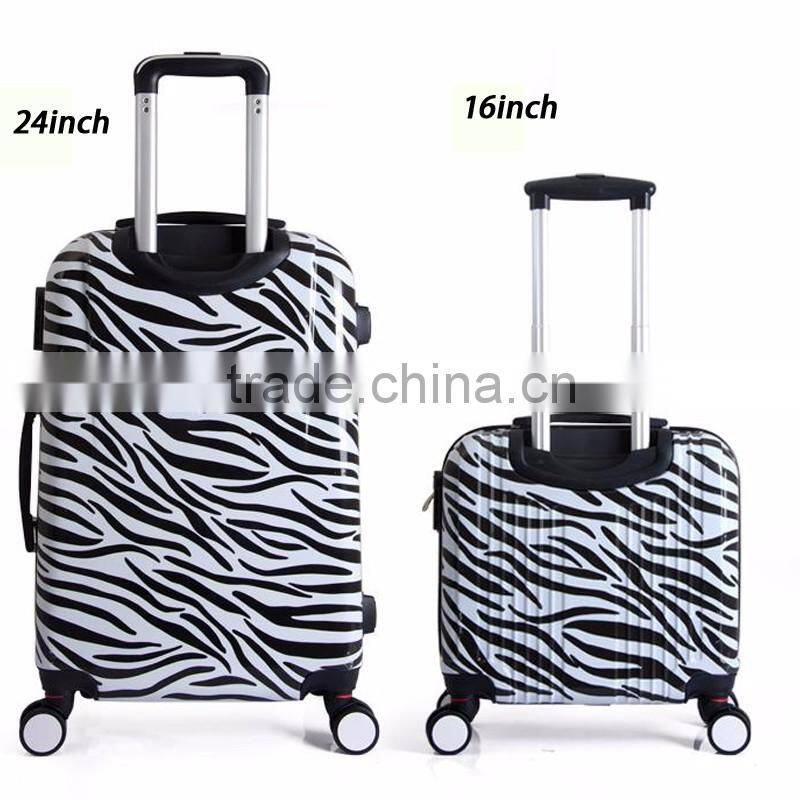PC Kids Fancy Lightweight Spinner Luggage Travel Case Trolley Hard Case With Zebra Printing