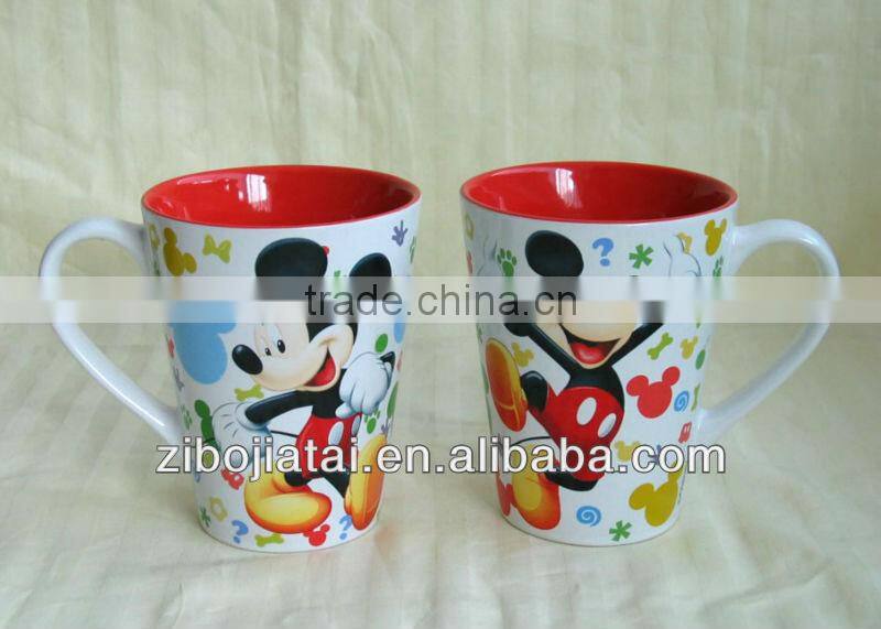 Ceramic V Shape Mug With Fruit Decal Printing