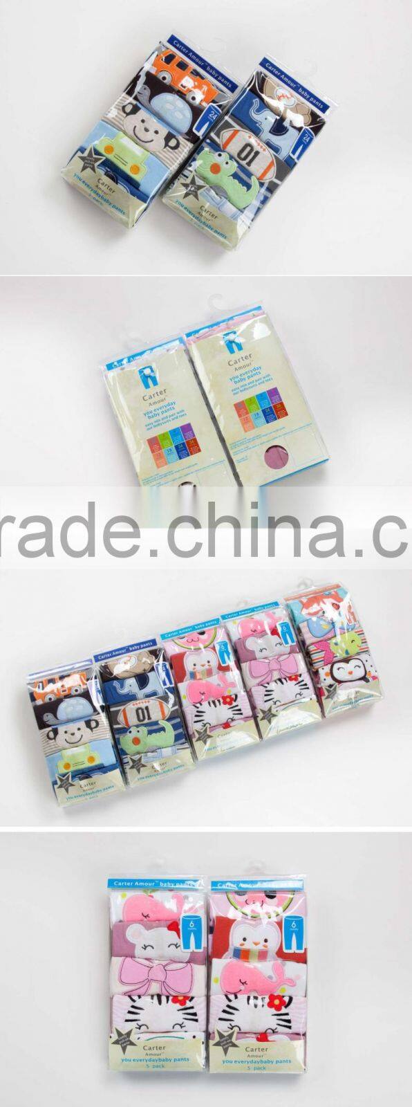2015 Factory supply wholesale 5 pcs carter pant set with cute embroidery, pant gift set