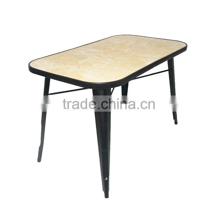 Outdoor metal with marble-imitated dining restaurant table