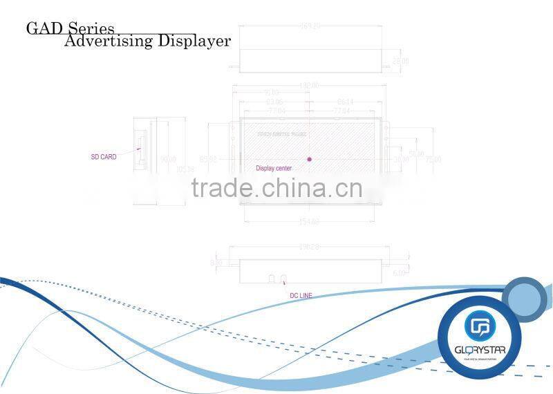 GAD-073 OF 7" LCD OpenFrame pop Advertising car players and show taxi products retails pos screen