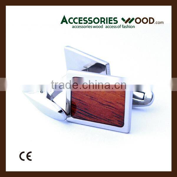Wooden cufflink with stainless steel fashion style and color for men cufflink