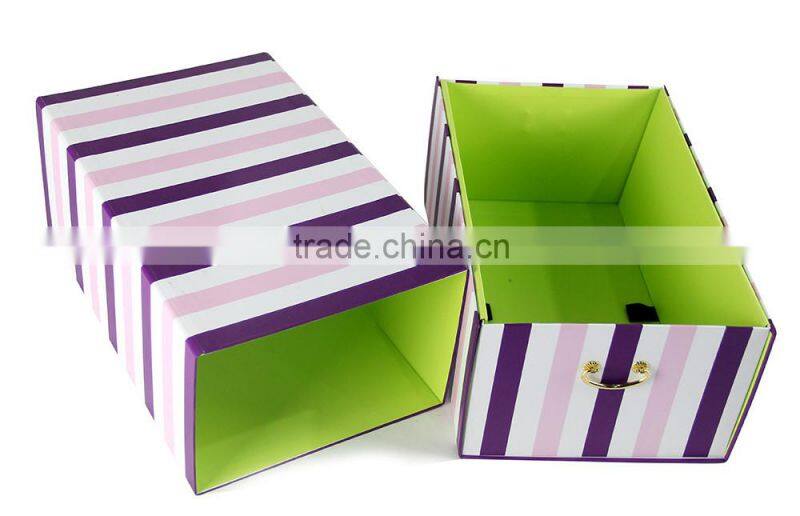Metal handle cardboard storage box customized cardboard paper box drawer storage box