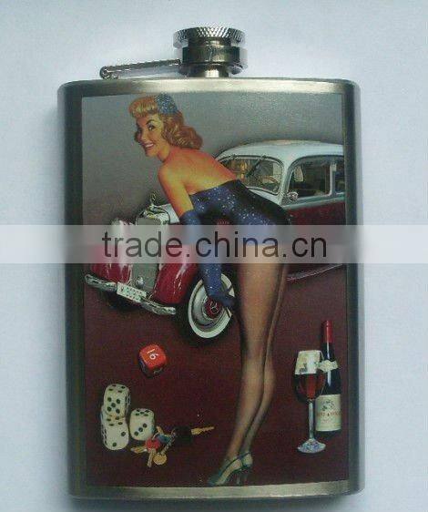 hot!!! High quality pocket flask with water-transfer