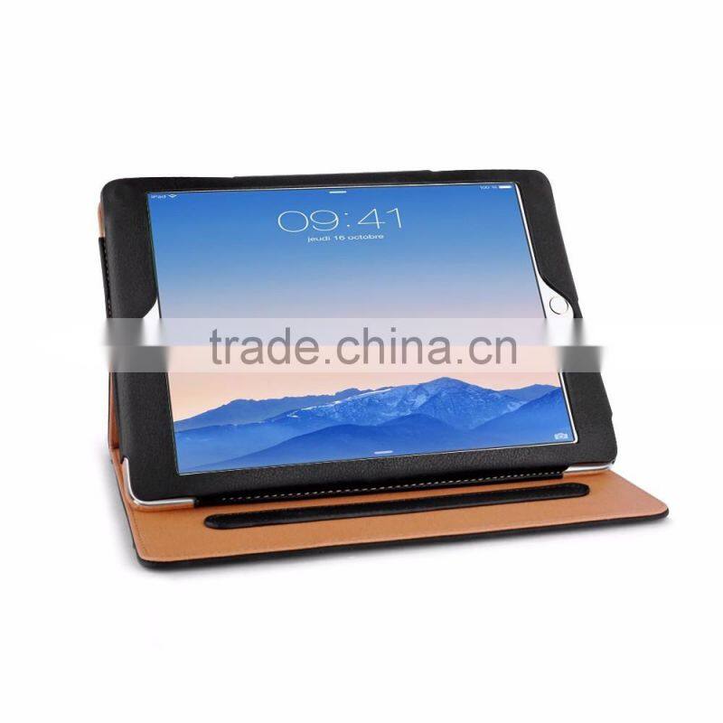 Hot sale free sample fancy book style shockproof stand function leather tablet case for ipad air