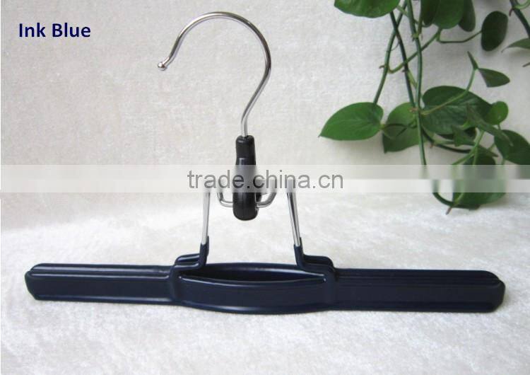 Non Slip Metal Clamp Trouser Hanger, PVC Hair Extension Slack Hanger