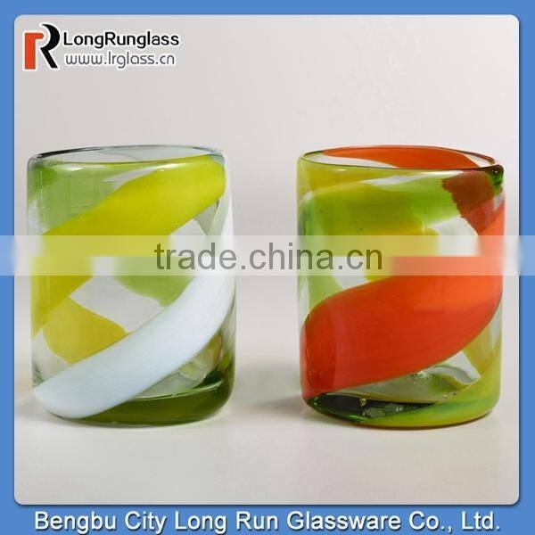 LongRun 16oz Cool-Toned Swirl All-Purpose Glasses Set of 2 Elegant Color Wine Cups For Couple