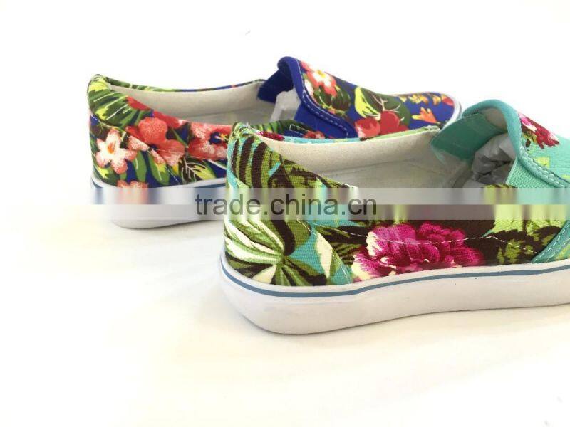 6 colorways slip on vulcanized women sneaker shoe low price china canvas women shoes 2016