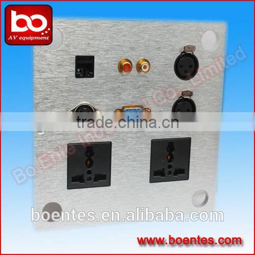 86*86 Wall Mount Hotel AV Plate Socket with HDMI/VGA/USB/Audio/Video/Data for AV Solutions