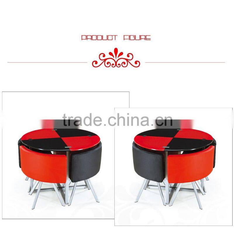 Hot Sale Cheap Used Dining Table Glass Top Metal Legs Dining Set 1 Table 4 Chair