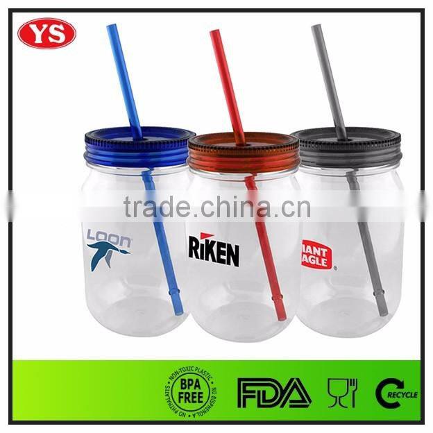 bpa free 26oz plastic mason jar mug for beer with straw