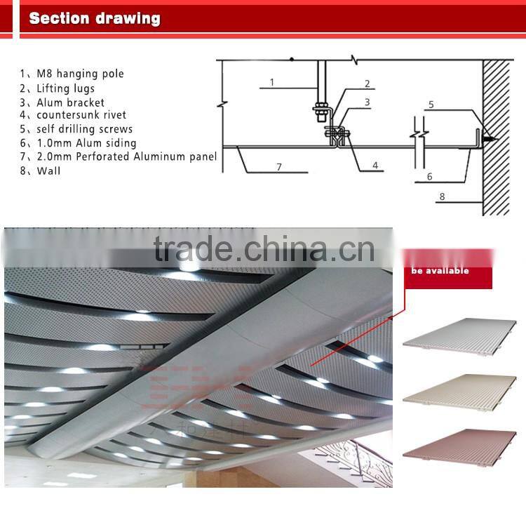 Building construction materials perforated aluminum ceiling tiles