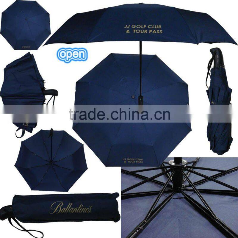 printed pocket auto open and close 3 foldable umbrella