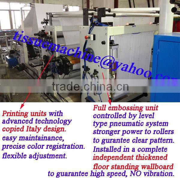 Italy Design Embossing Laminating Printing High Speed Automatic Paper Tissue Converters