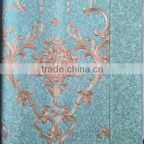 golden pattern deep embossed vinyl wallpaper