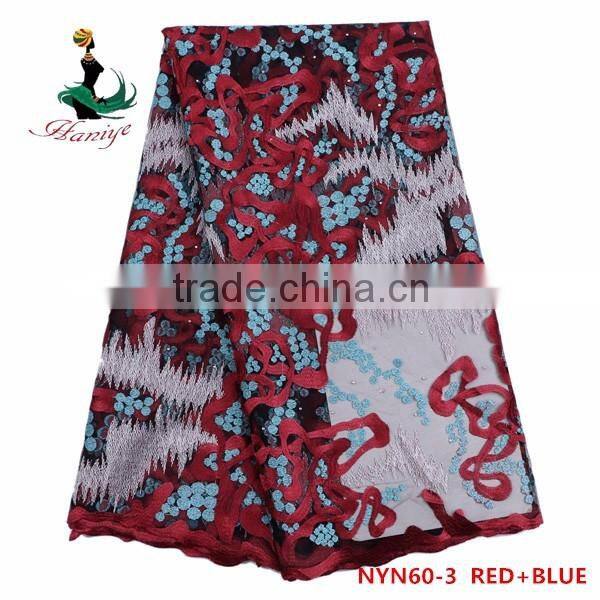 Haniye 2016 Fashion African Wedding Dress Embroidered Net Lace /tulle Lace Fabric/NYN60