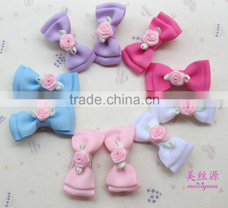 Cute Fancy Wholesale Kids Fabric Ribbon Bow Hair Clips For Baby Girls Accessories