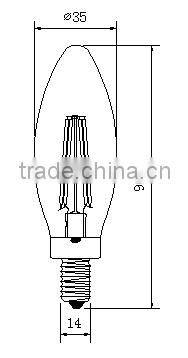 High quality glass ball lamp 420lm tungsten filament lamp E27 4w tungsten halogen lamp
