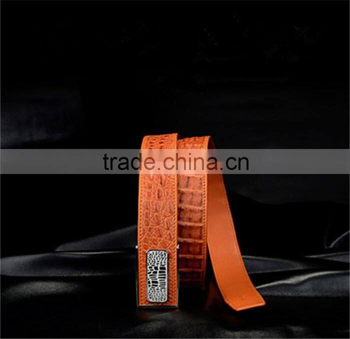 Genuine Crocodile Leather Belts for Men Classsic Buckle Belt Brown