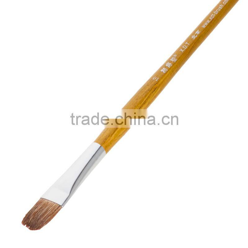 Hot sale 6pcs filbert wooden handle horse hair bristle professional artist oil painting brush set for artist oil painting