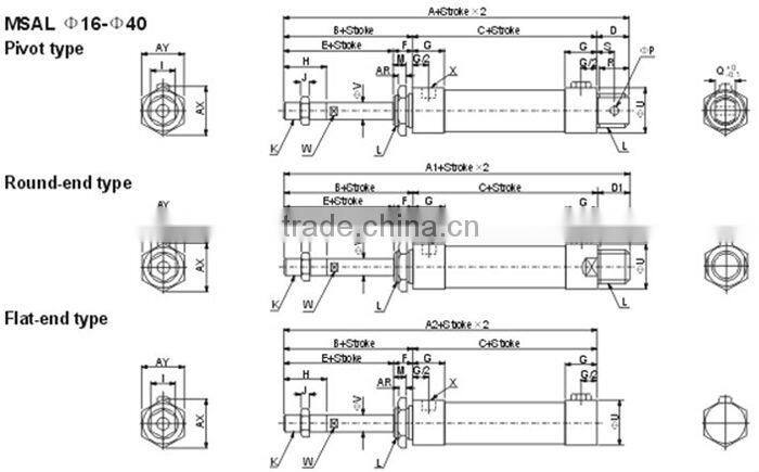 High Quality Aluminum Alloy MAL Pneumatic Cylinder