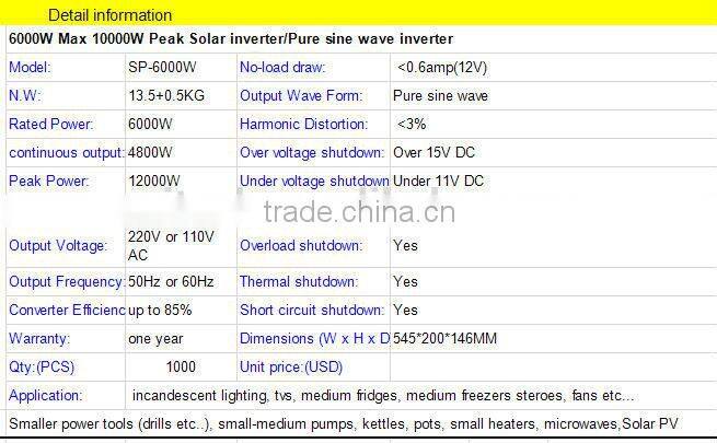 pure sine wave inverter 12v 220v 6000w solar inverter original factory
