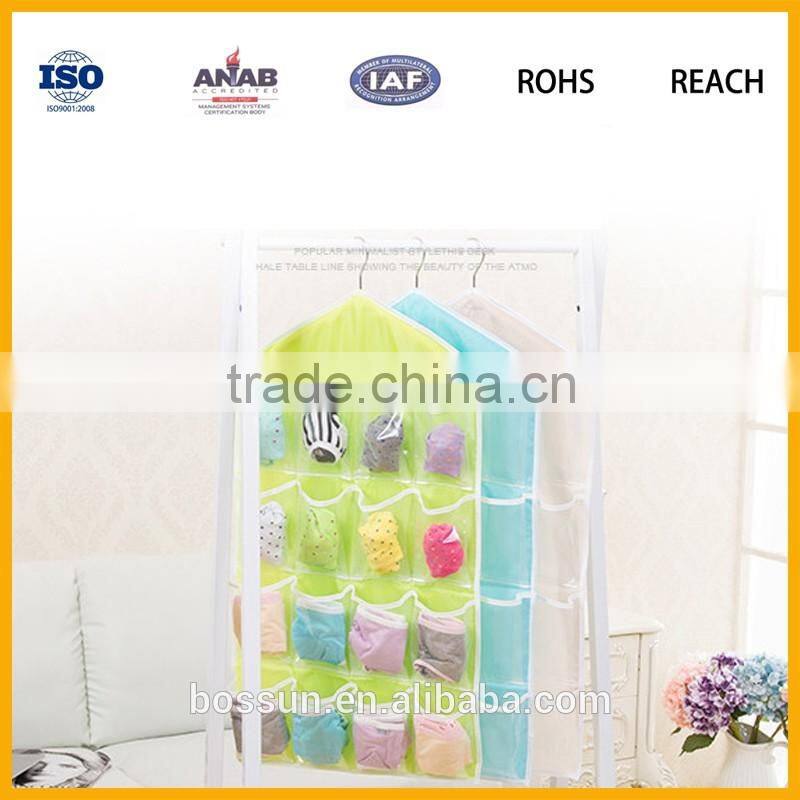 PVC+Polyester 16 Pockets Over Door Cloth Shoe Organizer Hanging Hanger Closet Space Baby Shoe Storage Bag