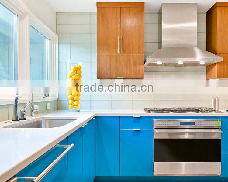 Prefab home decoration frameless matte glass kitchen cabinets