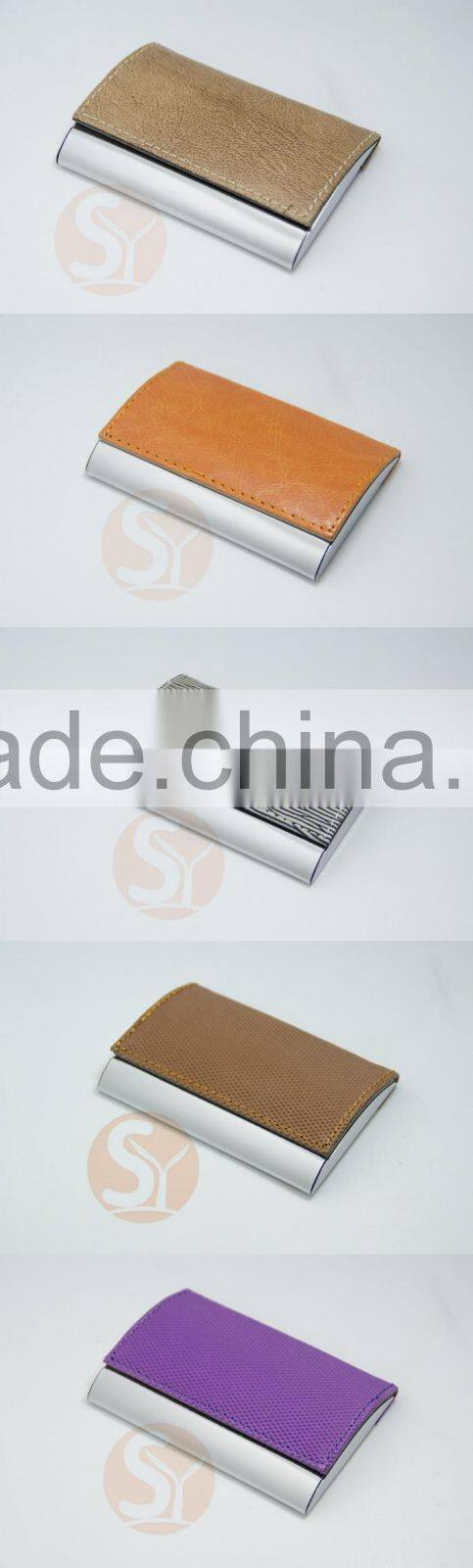 PU leather+stainless steel fashion temperament high-grade business card case for man and women