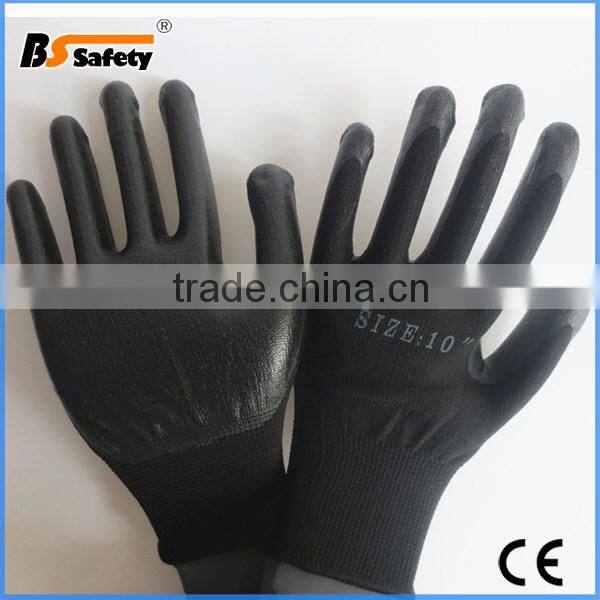 BSSAFETY Black nitrile coated industrial work gloves