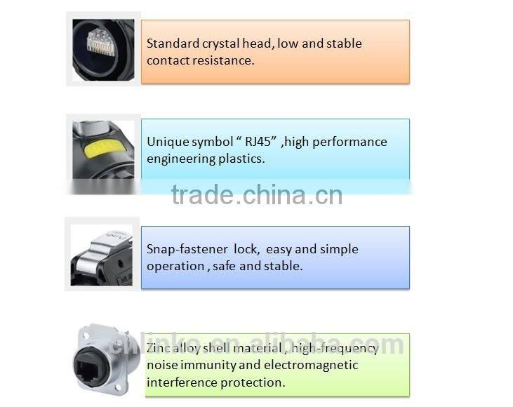 Factory Price Rj45 Ethernet Connector Waterproof Ip67 With Black Shell