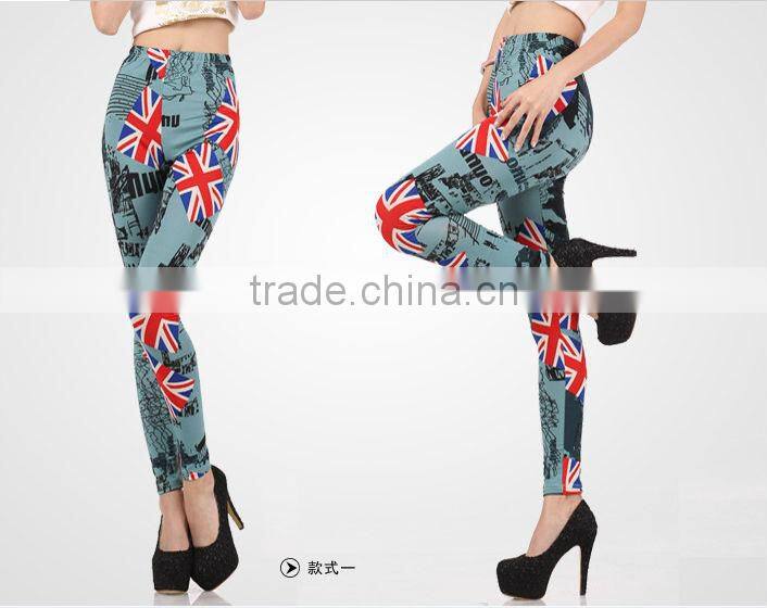 Wholesale professionally Customize New Sexy Slim Fashion High Elastic UK USA Flag Print Tight Leggings Pants