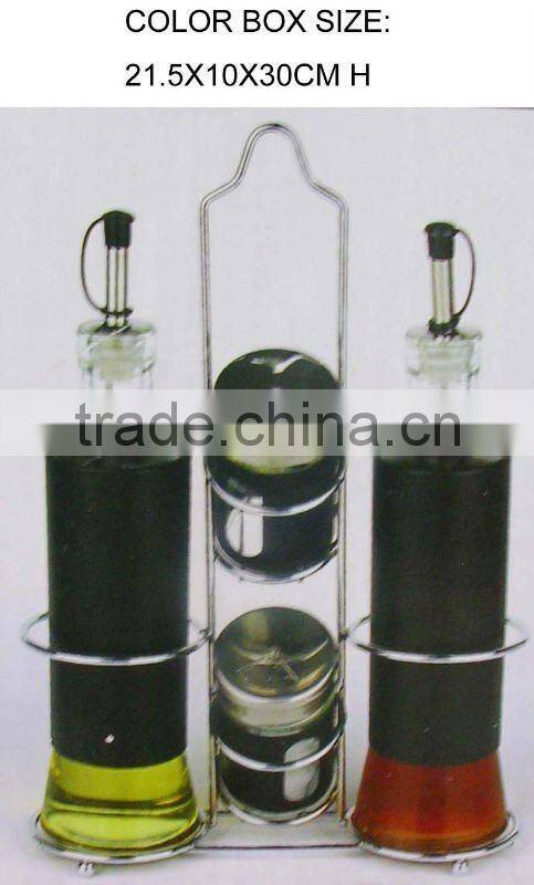500ml metal rack glass oil and vinegar bottle set
