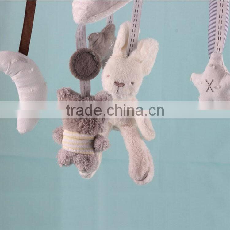 Christmas gift Promotional newborn gift set nursery baby bed crib cot hanging bell musical mobile plush rattle toy