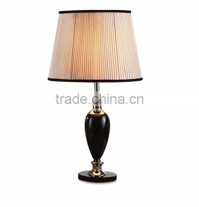 Vase shape black K9 crystal table lamp with lampshade
