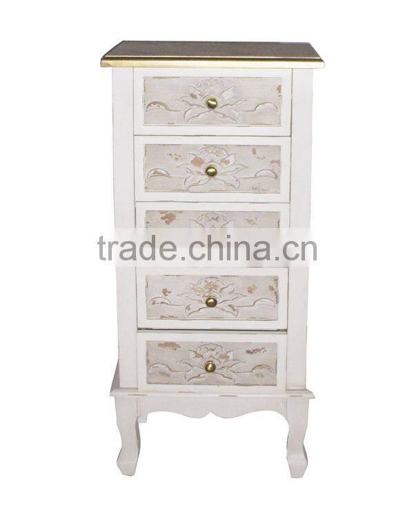 Antique White Finish Wooden Cabinet Retro Wooden Carved Cabinet Cheap Wooden Cabinet Wholesale
