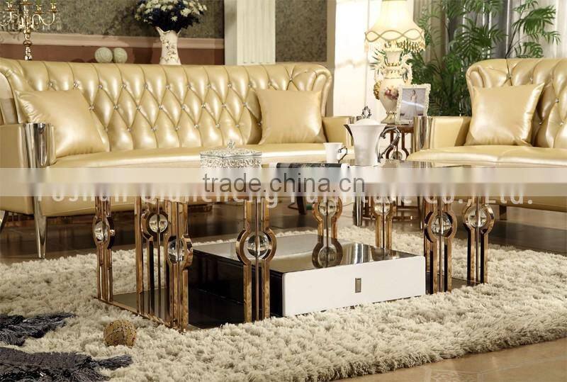 2017 rose golden stainless steel coffee table set
