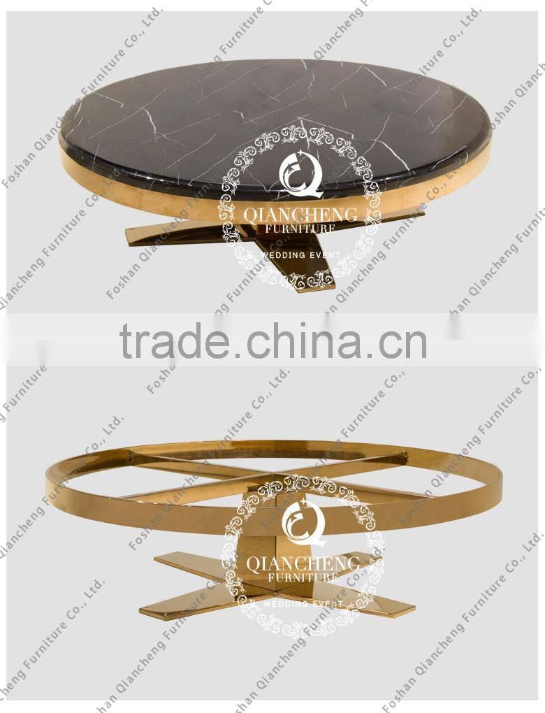 Round gold coffee table stainless steel luxury living room furniture