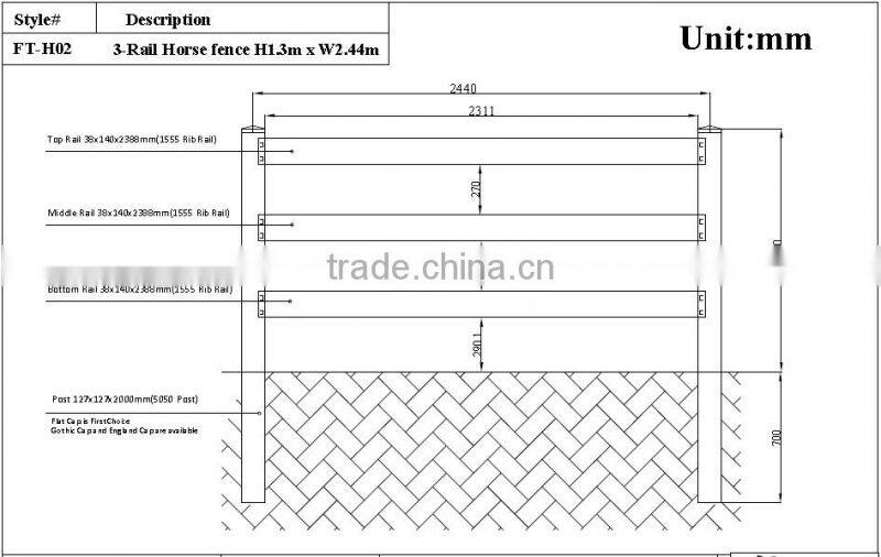 Fentech fence beige three rail horse fencing
