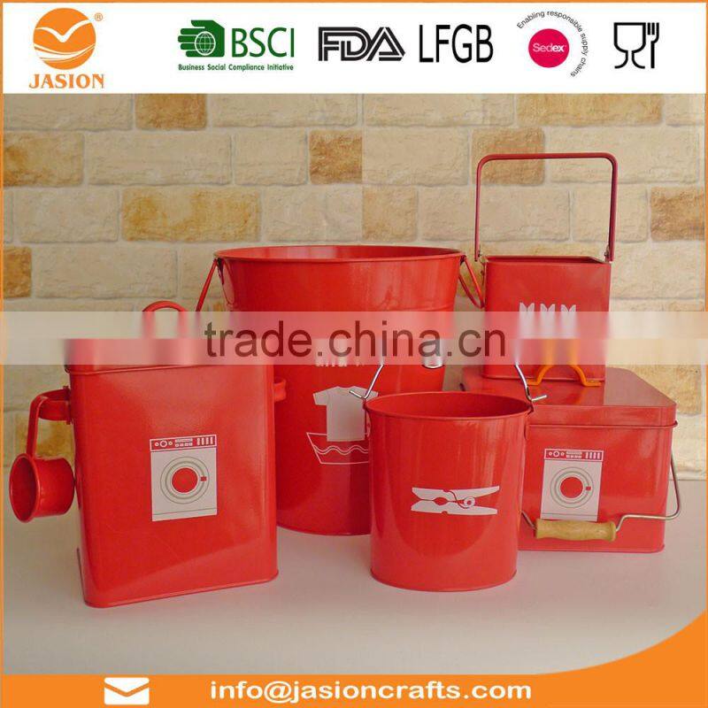 Galvanised Steel Serving Bucket Red 9L - ASH Bucket for Cutlery, Condiments or Serving Food